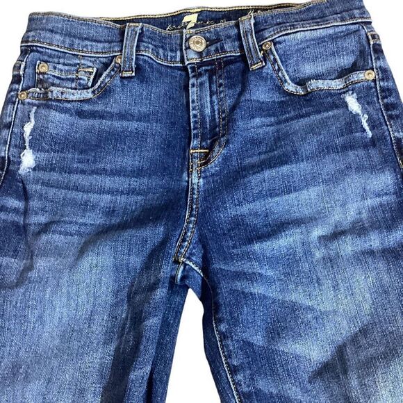 7 For All Mankind Distresssed The Ankle Skinny Jeans - Picture 4 of 13